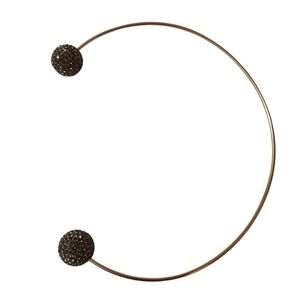 Modernist Crystal Ball Choker Style Necklace Gold Toned Wire Pewter Style BALLS